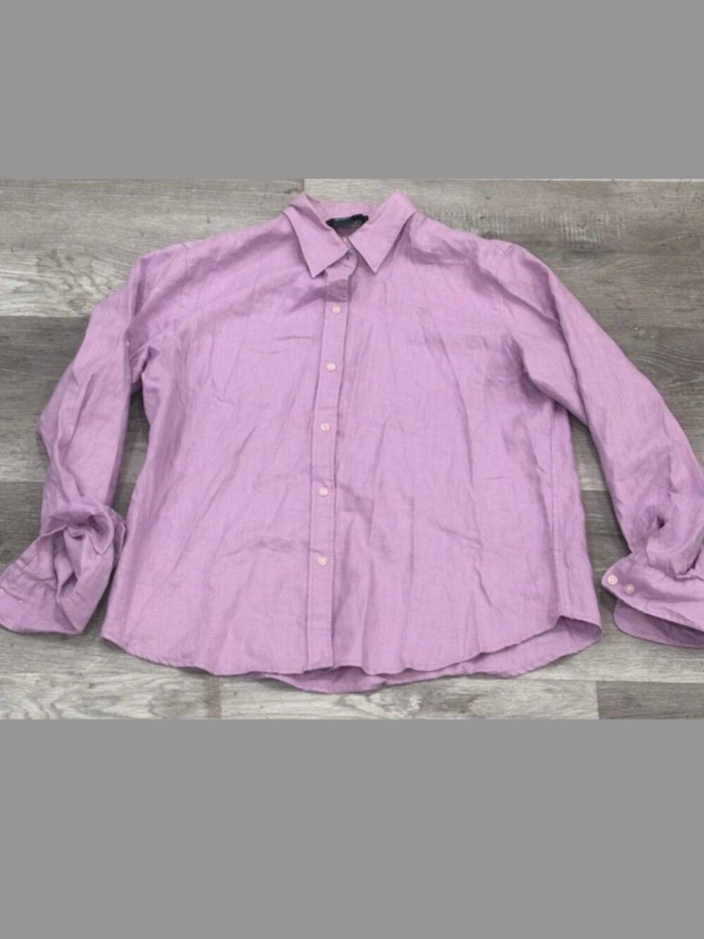 Vintage Ralph Lauren Petite Linen Relaxed Slim Fit Purple Shirt Womens P/M